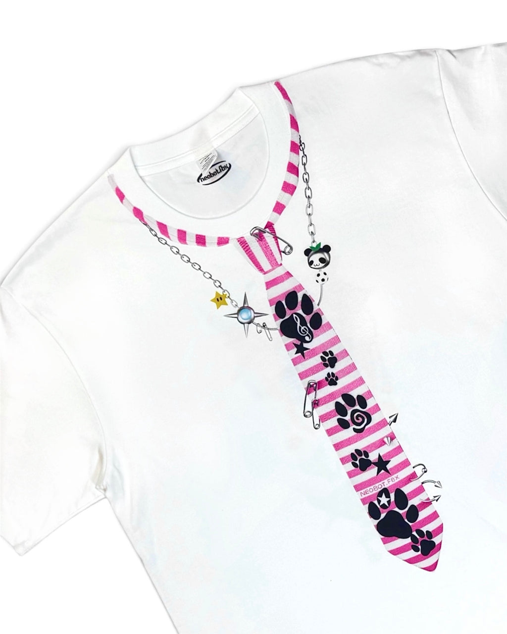 Tie print T-shirt (White)