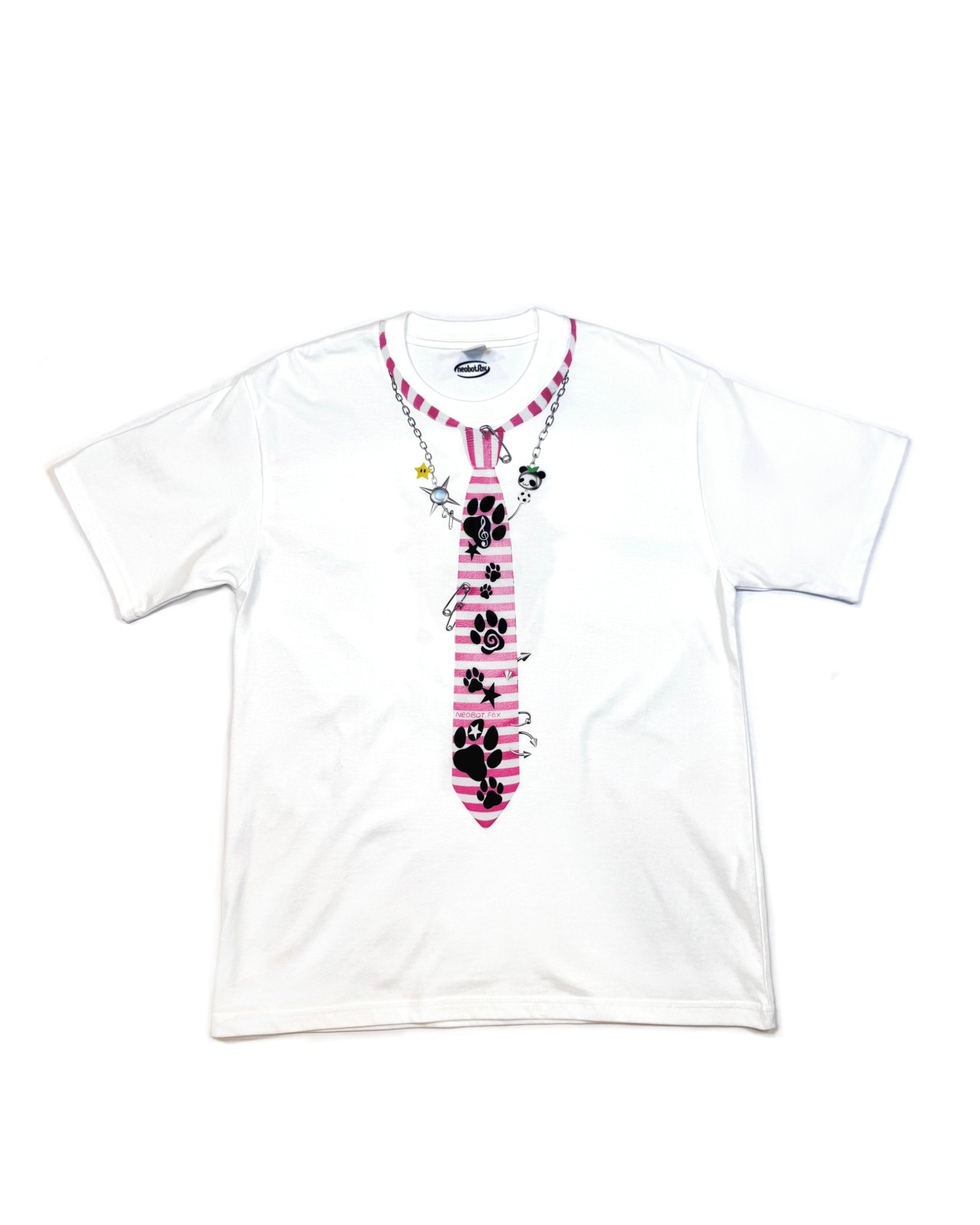 Tie print T-shirt (White)