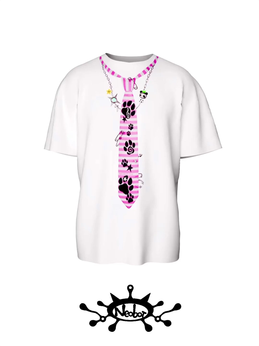 Tie print T-shirt (White)
