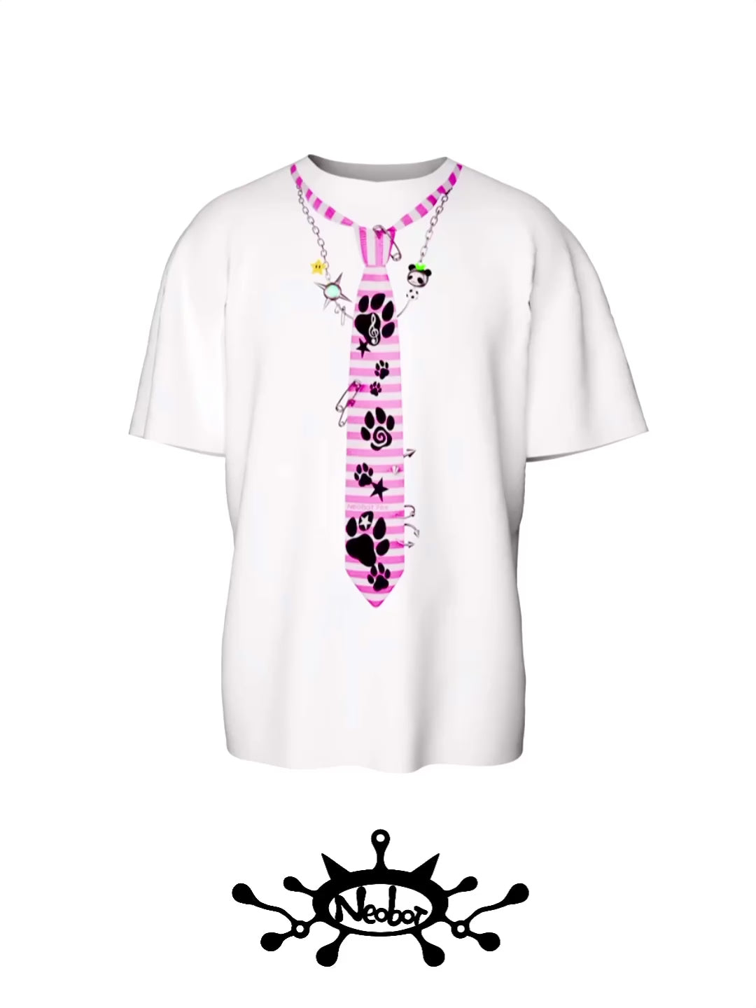 Tie print T-shirt (White)
