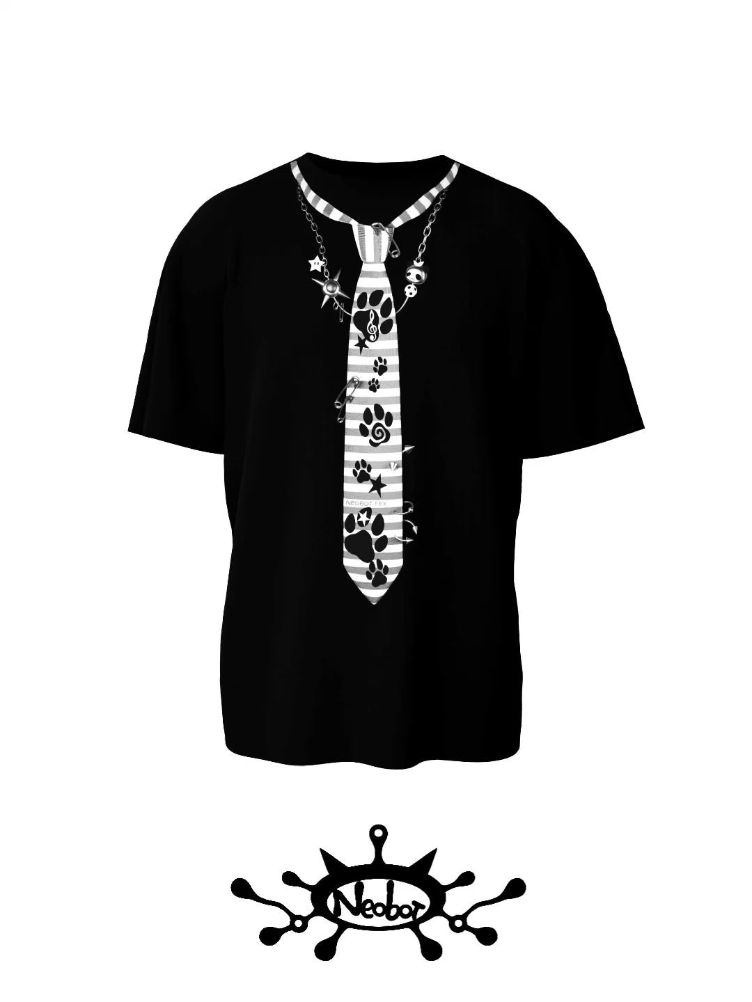 Tie print T-shirt (Black)